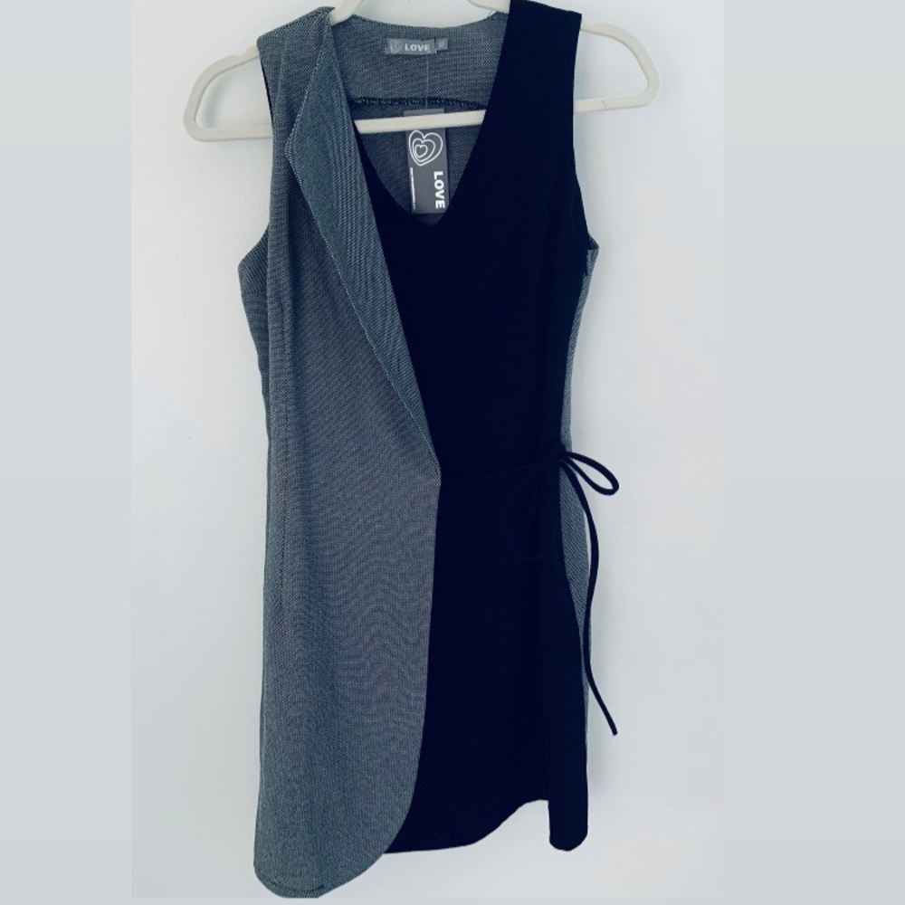 Black and gray side tie dress
